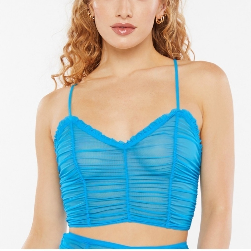 Savage X Fenty Blue Gathered Mesh Cami Sz S